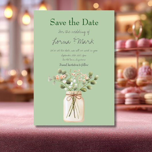 Carte de sauvegarde de date de mariage au pot de f