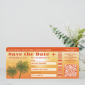 Carte de sauvegarde de date de mariage avec palmie (Debout devant)