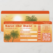 Carte de sauvegarde de date de mariage avec palmie (Devant / Derrière)