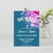 Carte de sauvegarde de date de mariage bleue (Debout devant)
