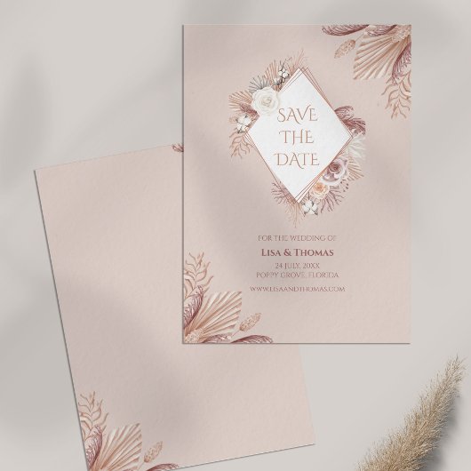 Carte de sauvegarde de date de mariage Boho Blush 