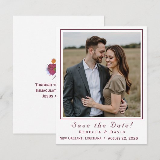 Carte de sauvegarde de date de mariage catholique (Devant / Derrière)