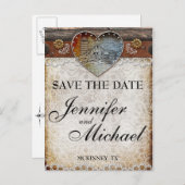 Carte de sauvegarde de date de mariage champêtre d (Devant / Derrière)