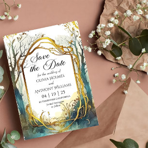 Carte de sauvegarde de date de mariage de la forêt