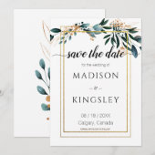 Carte de sauvegarde de date de mariage élégante fl (Devant / Derrière)