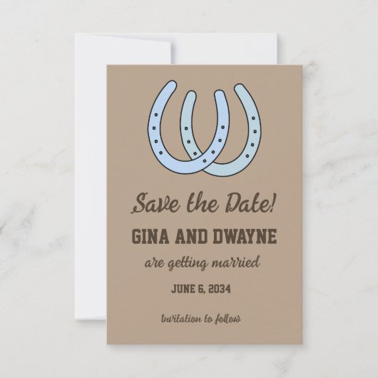 Carte de sauvegarde de date de mariage en fer à ch (Devant)