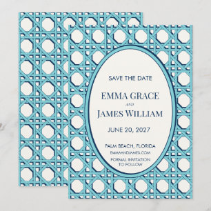 Carte de sauvegarde de date de mariage en rotin bl