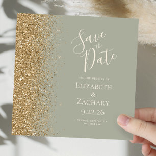 Carte de sauvegarde de date de mariage en vert sau