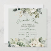 Carte de sauvegarde de date de mariage Fleurie Ver (Devant)