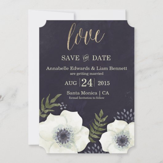 Carte de sauvegarde de date de mariage Fleurs de n (Devant)