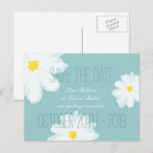 Carte de sauvegarde de date de mariage | Floral bl (Devant / Derrière)