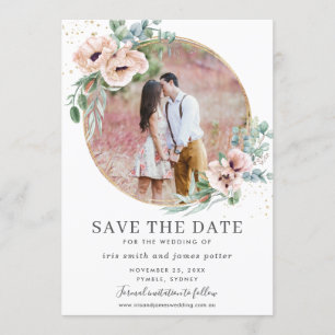 Carte de sauvegarde de date de mariage Floral Rose