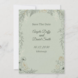 Carte de sauvegarde de date de mariage florale en 