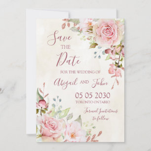 Carte de sauvegarde de date de mariage florale ros