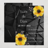 Carte de sauvegarde de date de mariage jaune noir (Devant / Derrière)