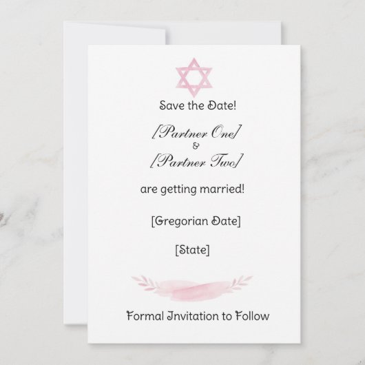 Carte de sauvegarde de date de mariage plate (Devant)
