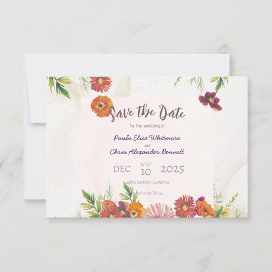 Carte de sauvegarde de date de mariage plate (Devant)
