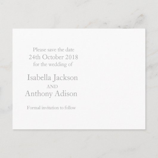 Carte de sauvegarde de date de mariage pour attach (Dos)