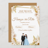 Carte de sauvegarde de date de mariage pour la pre (Devant / Derrière)