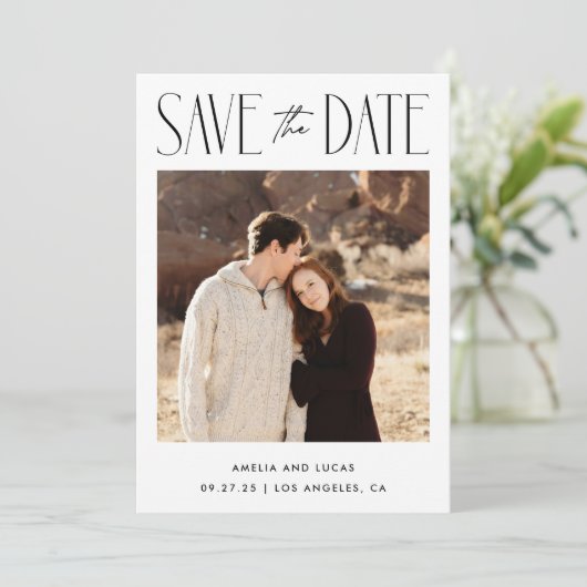 Carte de sauvegarde de date de mariage QR Code de  (Debout devant)