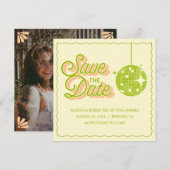 Carte de sauvegarde de date de mariage rétro disco (Devant / Derrière)