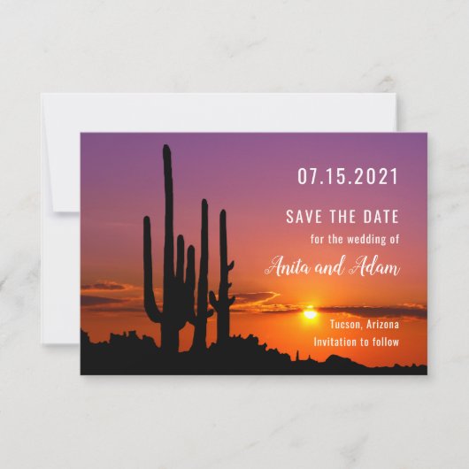 Carte de sauvegarde de date de paysage avec cactus (Devant)