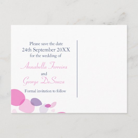 Carte de sauvegarde de date de pétales de fleurs m (Dos)