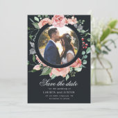 Carte de sauvegarde de date de photo de fleur de f (Debout devant)