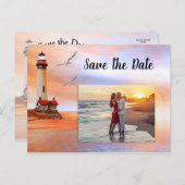 Carte de sauvegarde de date de photo de la plage d (Devant / Derrière)