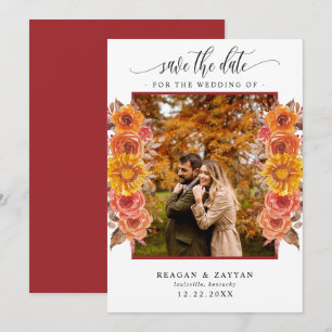 Carte de sauvegarde de date de photo florale d'aut