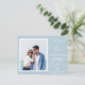 Carte de sauvegarde de date de photo moderne bleue (Debout devant)