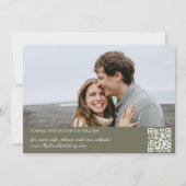 Carte de sauvegarde de date de photo vert olive (Dos)