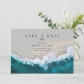 Carte de sauvegarde de date de plage thème marin d (Debout devant)