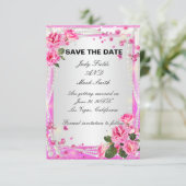 Carte de sauvegarde de date de roses et perles ros (Debout devant)