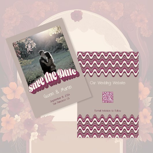 Carte de sauvegarde de date de style rétro des ann