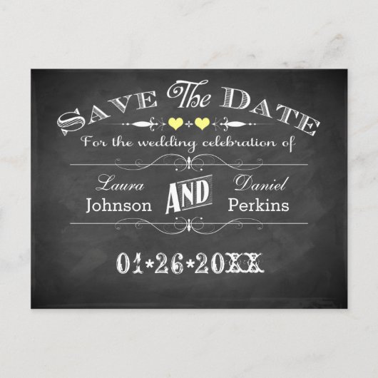 Carte de sauvegarde de date de style tableau noir  (Devant)