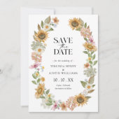 Carte de sauvegarde de date de tournesol (Devant)