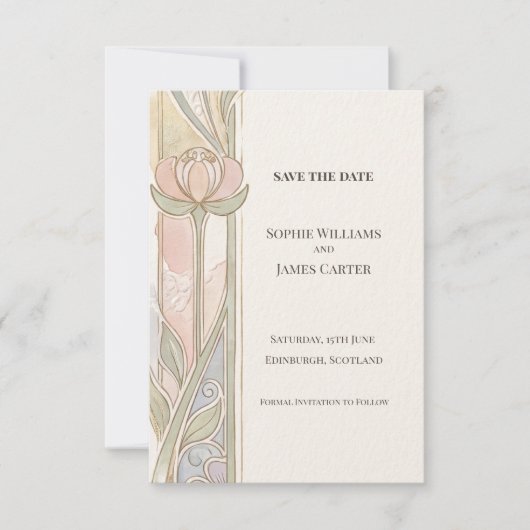 Carte de sauvegarde de date de tulipe pastel douce (Devant)
