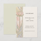 Carte de sauvegarde de date de tulipe pastel douce (Devant / Derrière)