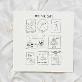 Carte de sauvegarde de date dessinée à la main ave