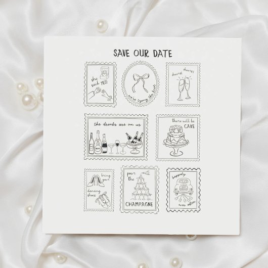 Carte de sauvegarde de date dessinée à la main ave