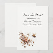 Carte de sauvegarde de date élégante abeille et fl (Devant / Derrière)