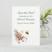 Carte de sauvegarde de date élégante abeille et fl (Debout devant)