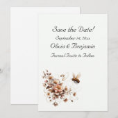 Carte de sauvegarde de date élégante abeille et fl (Devant / Derrière)