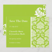 Carte de sauvegarde de date en damas vert (Devant / Derrière)