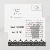 Carte de sauvegarde de date en dentelle noire (Devant / Derrière)