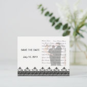 Carte de sauvegarde de date en dentelle noire (Debout devant)