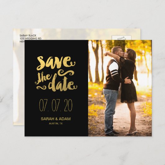 Carte de sauvegarde de date en or Save Our Date 2  (Devant / Derrière)