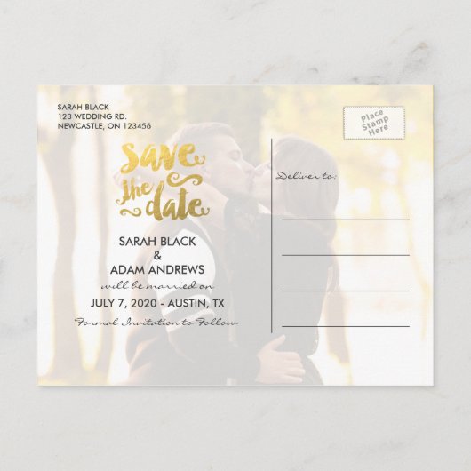 Carte de sauvegarde de date en or Save Our Date 2  (Dos)