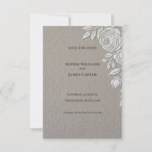 Carte de sauvegarde de date en relief Taupe Rose
